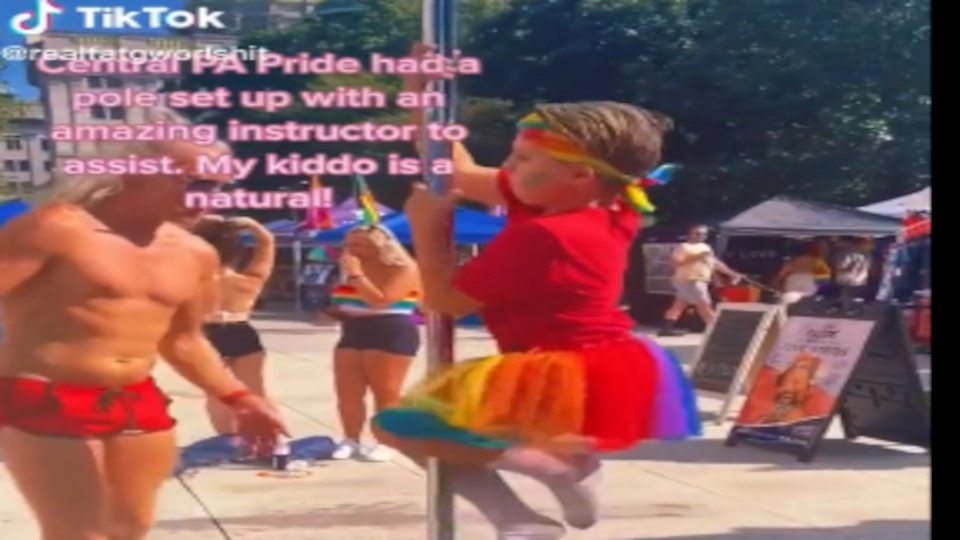 Half-Naked Man Teaches Child to Pole Dance at PA Pride Event