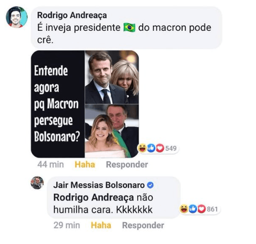 Macron Enraged After Bolsonaro Laughs At Meme Mocking His Wife's Looks ...