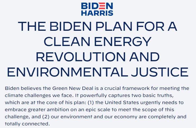 Biden Website - Energy Policy