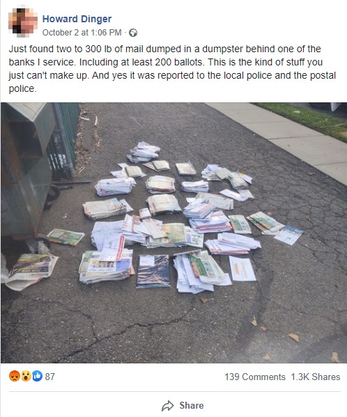 FB Screenshot Discarded Ballots/Mail