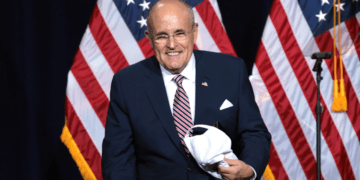 Rudy Giuliani with MAGA hat