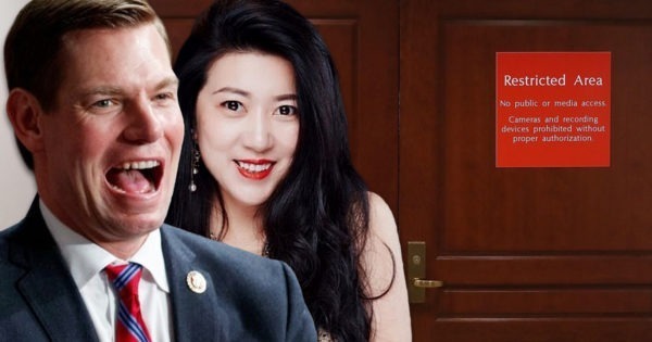 Eric Swalwell, Fang Fang, House Intel Door