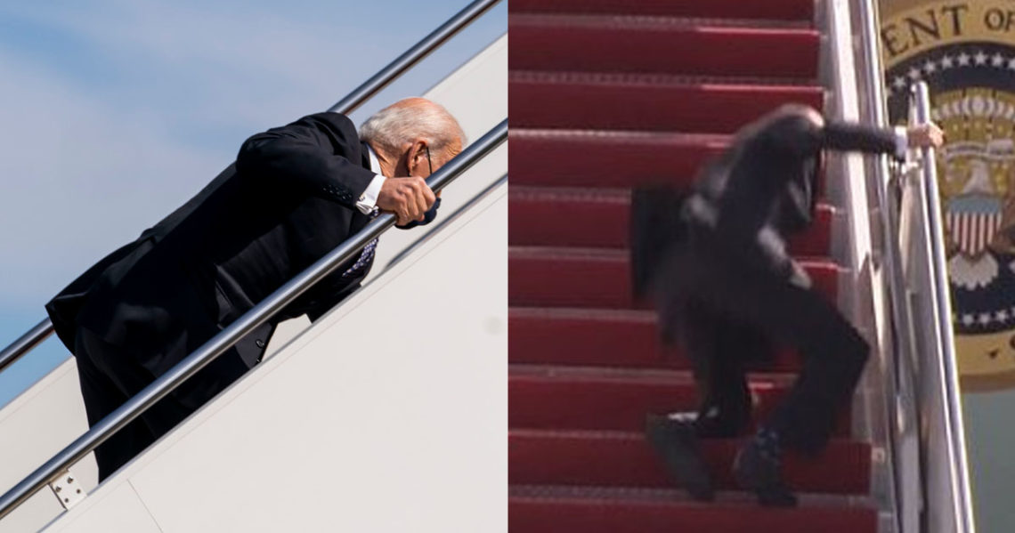 BREAKING: Biden Falls While Walking Up Stairs To Air Force One ...