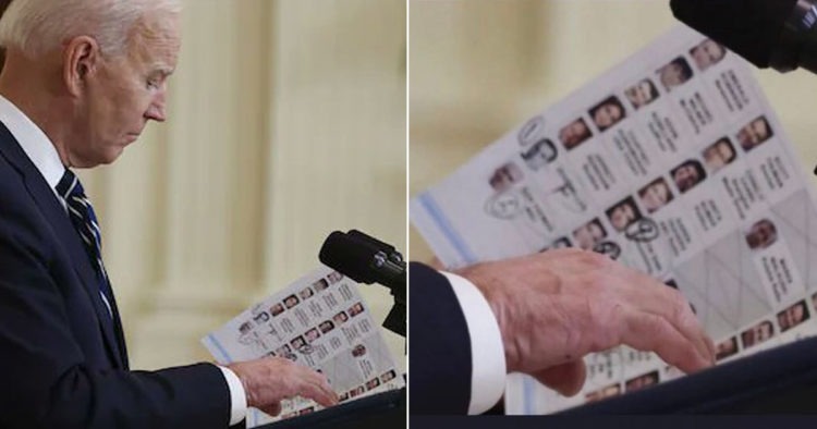 PHOTOS: Biden’s Press Conference ‘Cheat Sheet’ Contained Names, Photos Of Which Reporters To Call On