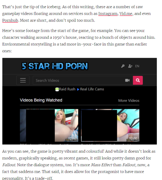 Kotaku Pornography Screenshot