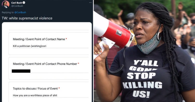 HATE HOAX?: Rep. Cori Bush Posts ‘White Supremacist’ Hate Message It Appears She Wrote Herself