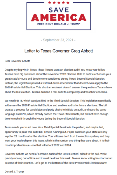 BREAKING: Trump Issues Damning ‘Letter To Greg Abbott’
Calling Out Texas Governor For Ignoring Election Integrity
Fight 2