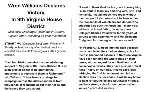 Virginia: Trump Election Attorney Wren Williams Defeats BLM
Democrat After Beating 7-Term ‘RINO’ Incumbent In Primary 2