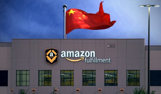 Amazon Warehouse Collage With CCP Flag