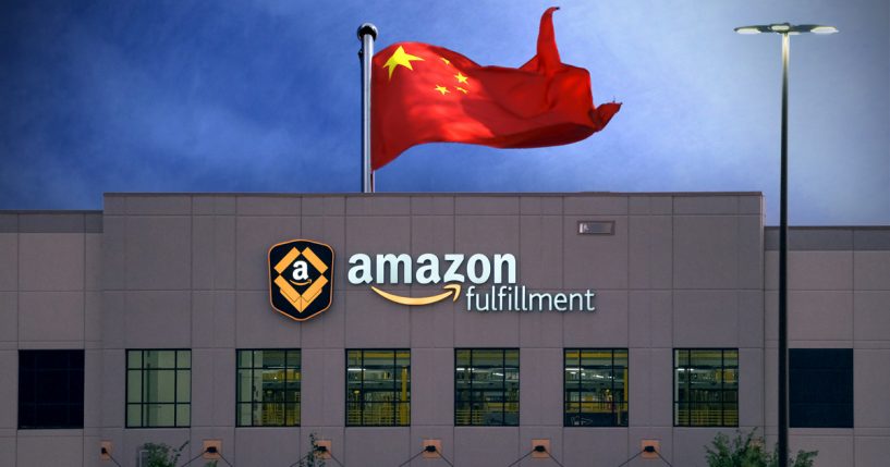 Amazon Warehouse Collage With CCP Flag