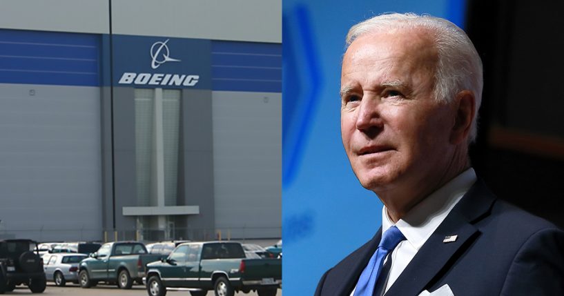 Boeing Building and Joe Biden