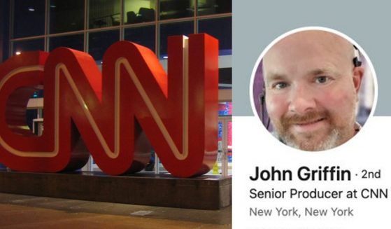 CNN sign and John Griffin LinkedIn screen shot