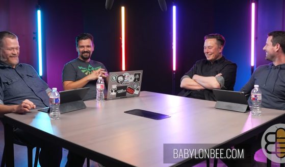 Babylon Bee podcast hosts with Elon Musk