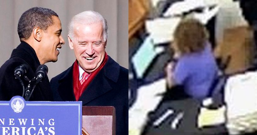 Left: Obama with Biden, Right: Ruby Freeman in security footage