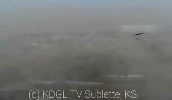 Dust blowing over Kansas town