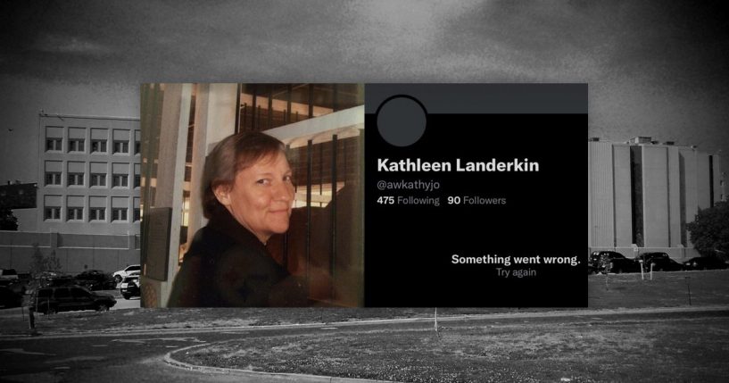 Kathleen Landerkin superimposed in front of the DC Jail