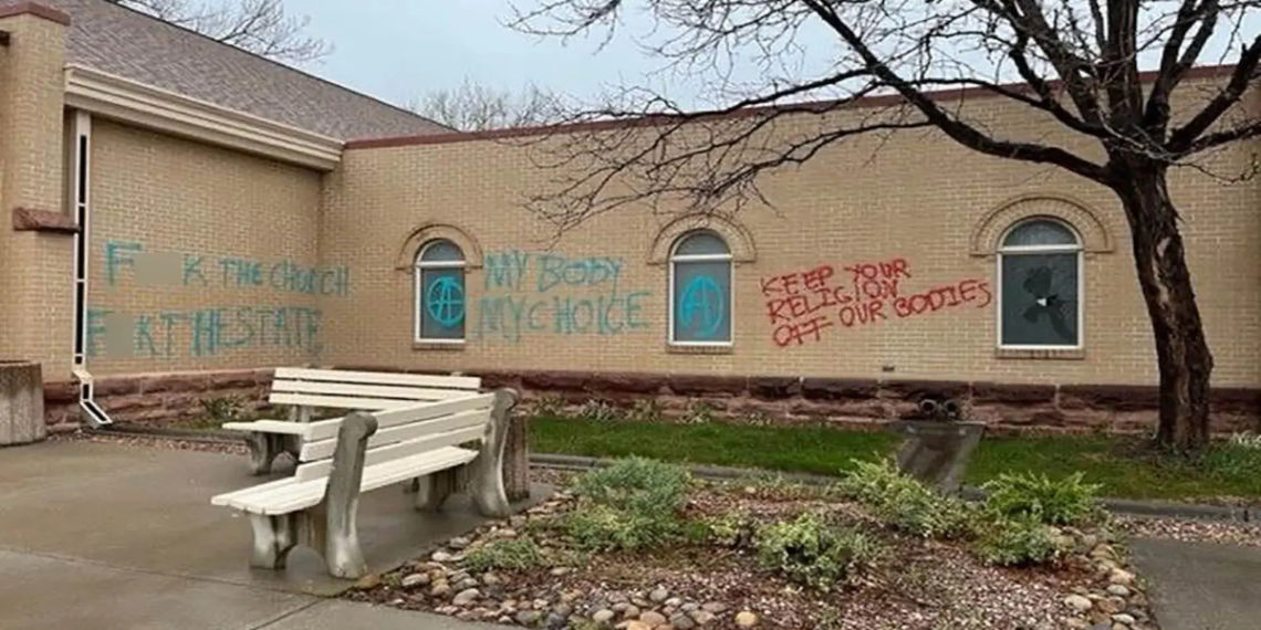 Far-Left Extremists Target Catholic Churches in Response to Roe News