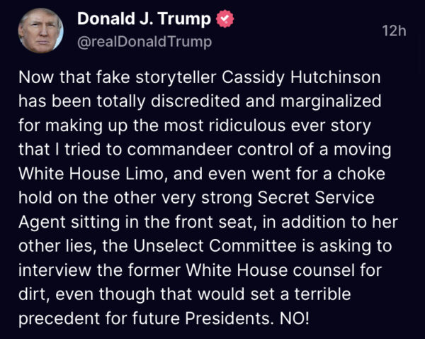 President Trump on Cassidy Hutchinson