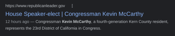 Speaker-Elect McCarthy