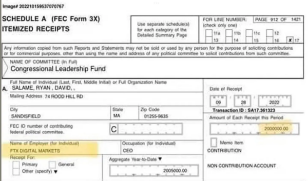 FTX McCarthy Donation