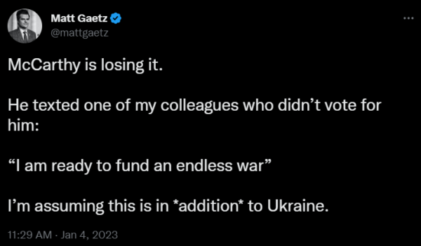 Gaetz-McCarthy Endless War