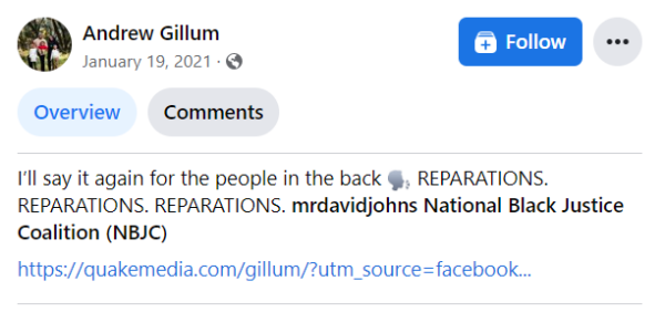 Andrew Gillum Real Talk Reparations