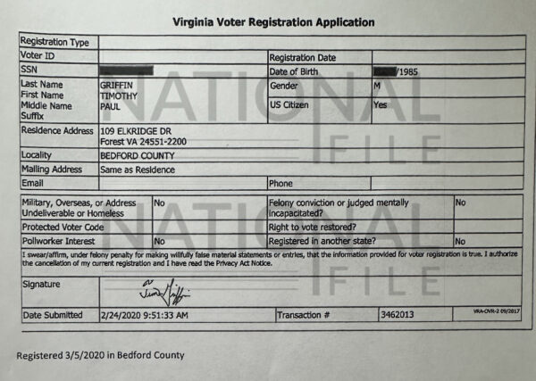 Tim Griffin Voter Registration