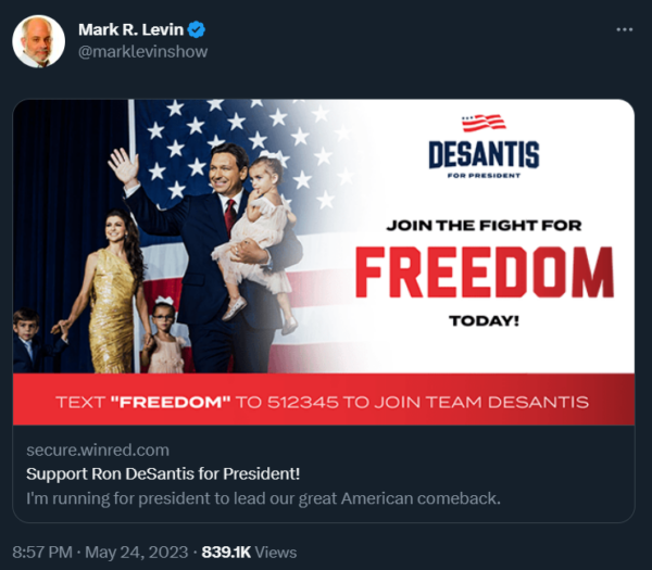 Levin Supports DeSantis