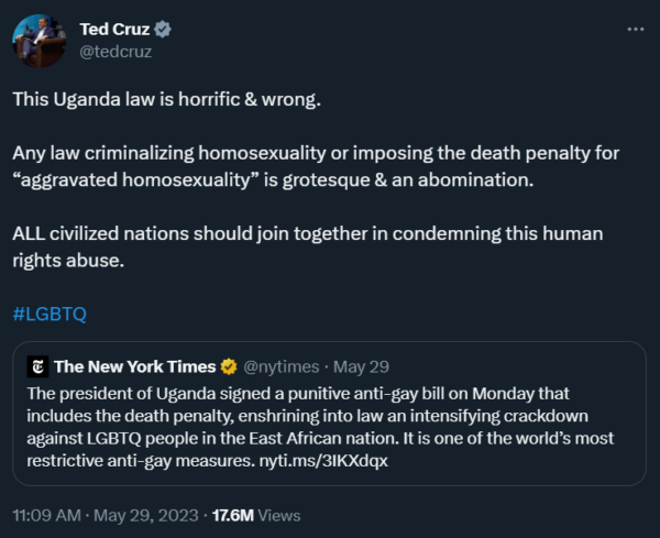Ted Cruz Uganda LGBT