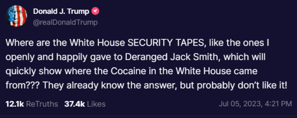 Trump White House Tapes Cocaine 