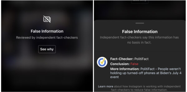 Instagram Biden Fact check
