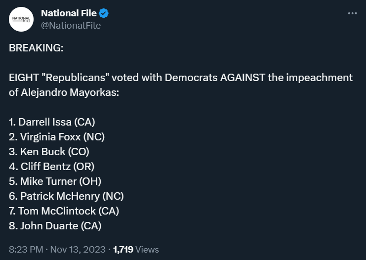 Eight Republicans Mayorkas